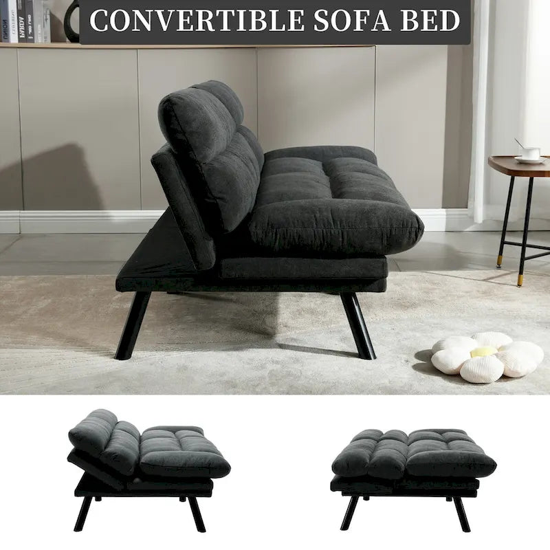 Nowoczesna tapicerowana dwuosobowa sofa z funkcją spania do małych pomieszczeń