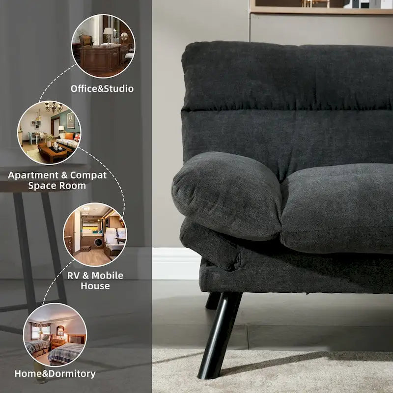 Modern Upholstered Convertible Sleeper Loveseat for Small Spaces