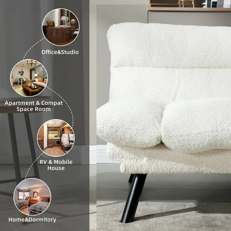 Nowoczesna tapicerowana dwuosobowa sofa z funkcją spania do małych pomieszczeń