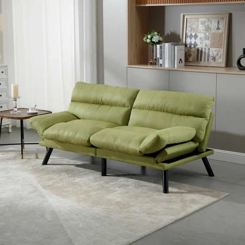 Nowoczesna tapicerowana dwuosobowa sofa z funkcją spania do małych pomieszczeń