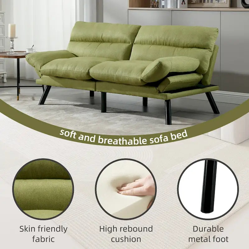 Nowoczesna tapicerowana dwuosobowa sofa z funkcją spania do małych pomieszczeń