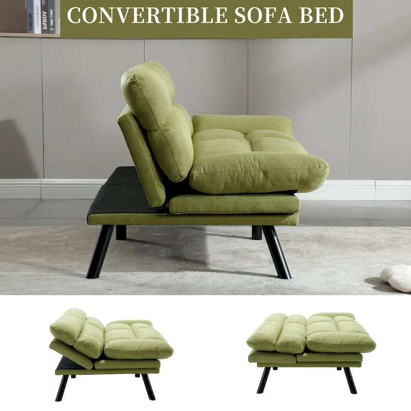 Nowoczesna tapicerowana dwuosobowa sofa z funkcją spania do małych pomieszczeń
