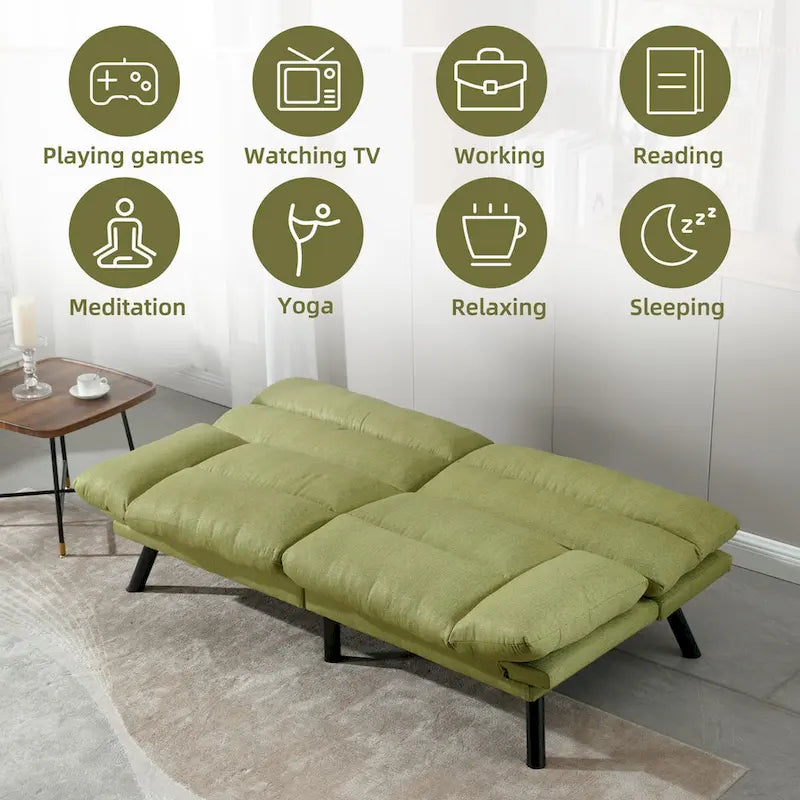 Nowoczesna tapicerowana dwuosobowa sofa z funkcją spania do małych pomieszczeń