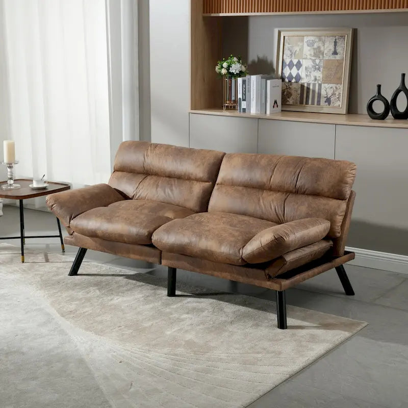 Nowoczesna tapicerowana dwuosobowa sofa z funkcją spania do małych pomieszczeń
