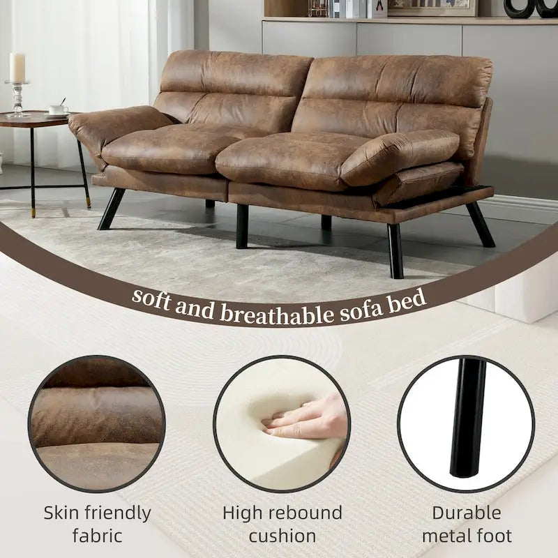 Nowoczesna tapicerowana dwuosobowa sofa z funkcją spania do małych pomieszczeń