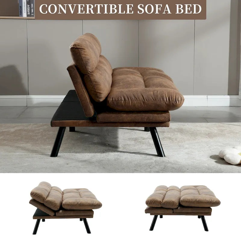 Nowoczesna tapicerowana dwuosobowa sofa z funkcją spania do małych pomieszczeń