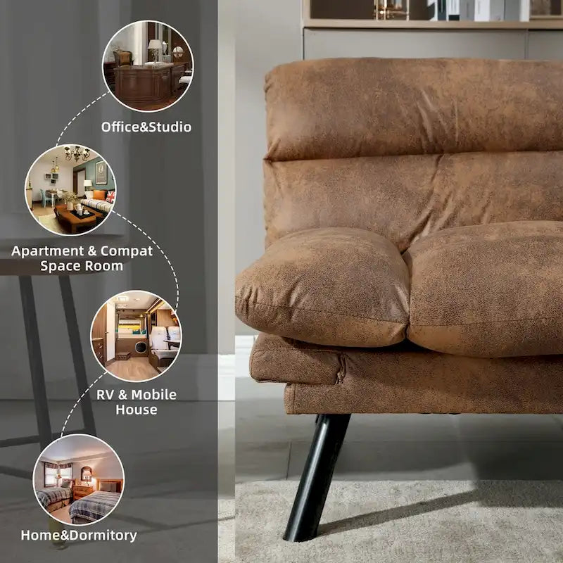 Nowoczesna tapicerowana dwuosobowa sofa z funkcją spania do małych pomieszczeń