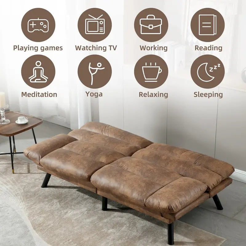 Nowoczesna tapicerowana dwuosobowa sofa z funkcją spania do małych pomieszczeń