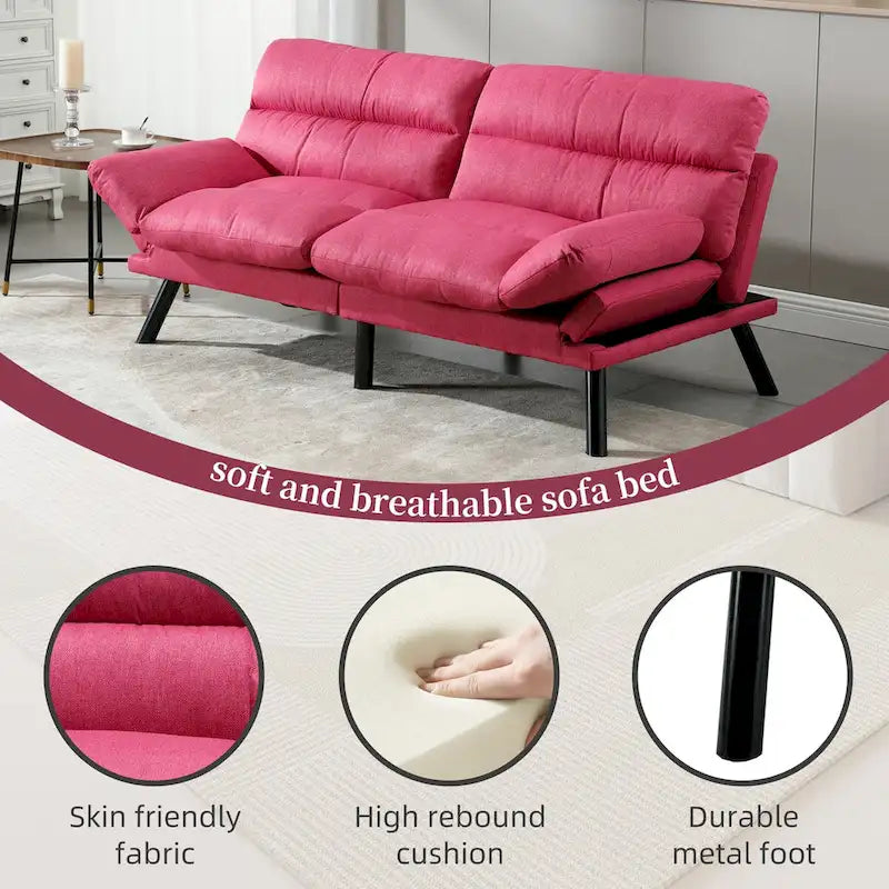 Nowoczesna tapicerowana dwuosobowa sofa z funkcją spania do małych pomieszczeń