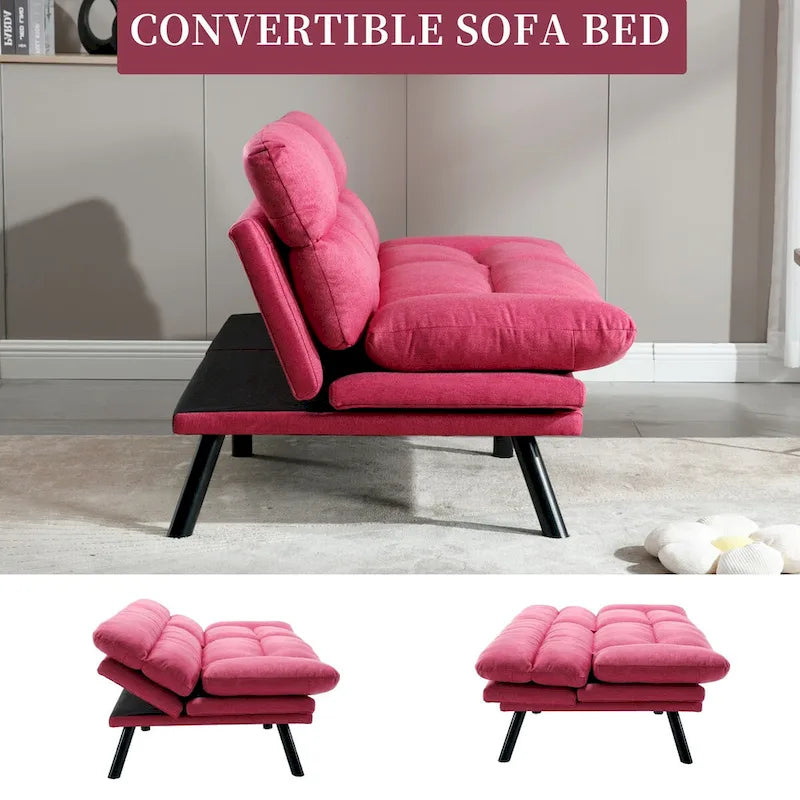Nowoczesna tapicerowana dwuosobowa sofa z funkcją spania do małych pomieszczeń