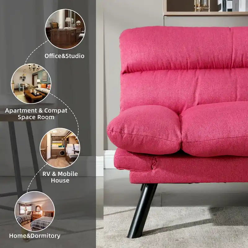 Nowoczesna tapicerowana dwuosobowa sofa z funkcją spania do małych pomieszczeń