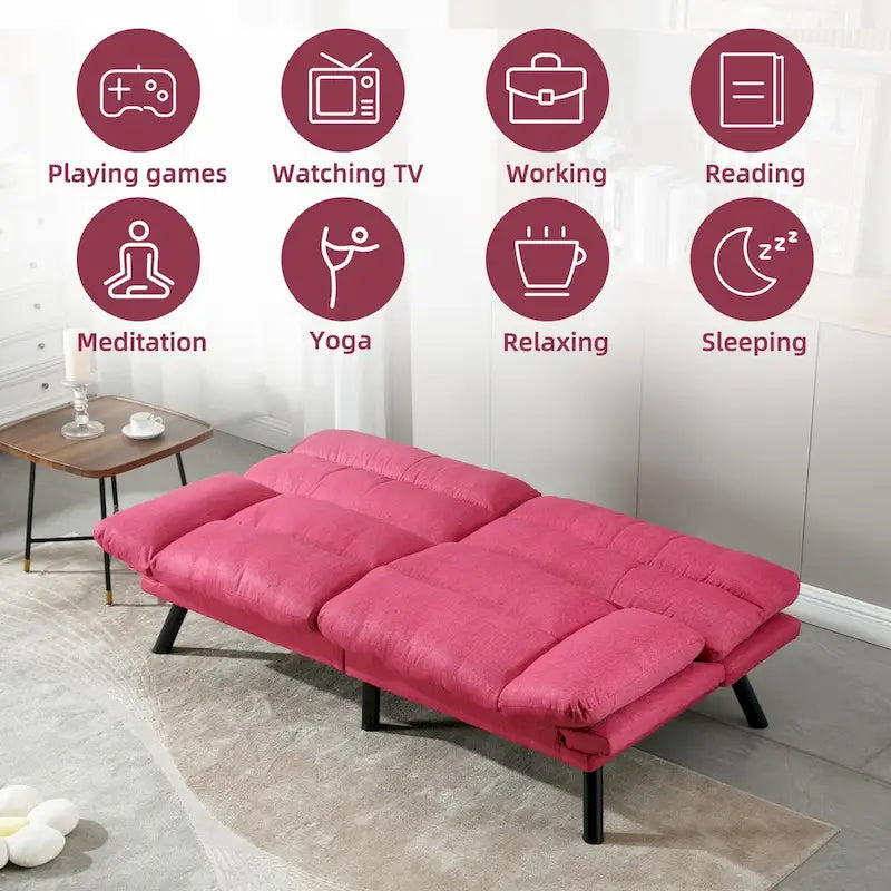 Nowoczesna tapicerowana dwuosobowa sofa z funkcją spania do małych pomieszczeń