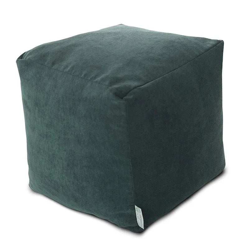 17-Inch Indoor Cube Ottoman Pouf with Washable Micro-Velvet Cover