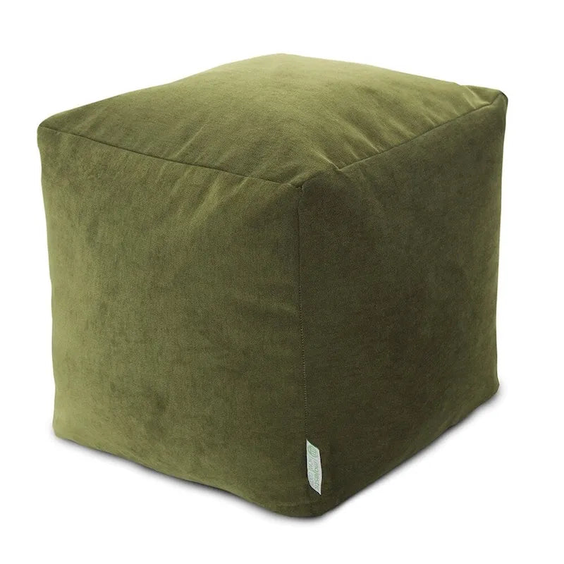 17-Inch Indoor Cube Ottoman Pouf with Washable Micro-Velvet Cover