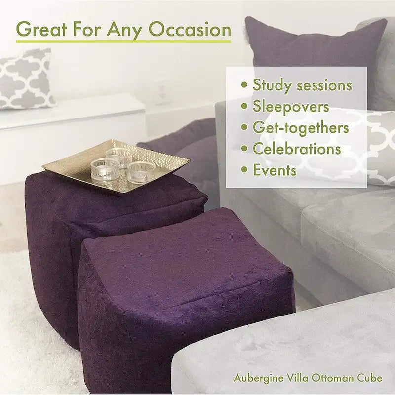 17-Inch Indoor Cube Ottoman Pouf with Washable Micro-Velvet Cover