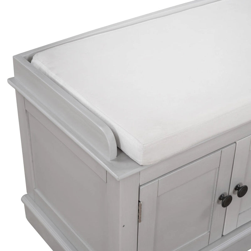 Úložná lavice se 4 dvířky, nastavitelnými policemi a odnímatelným polštářem - 42.7L x 15.9W x 17.4H