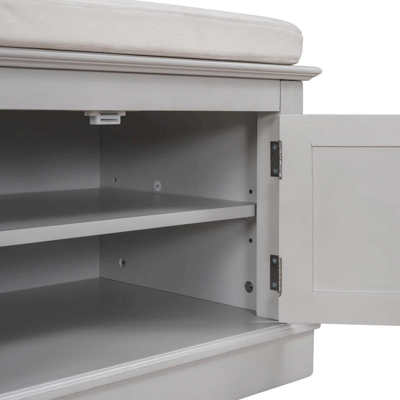 Úložná lavice se 4 dvířky, nastavitelnými policemi a odnímatelným polštářem - 42.7L x 15.9W x 17.4H