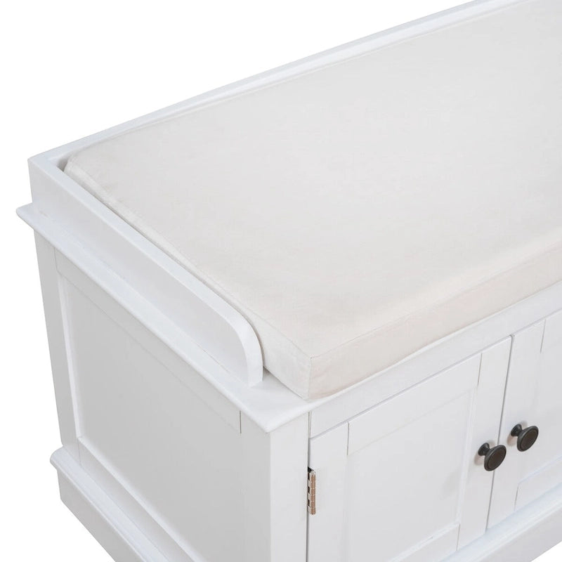Úložná lavice se 4 dvířky, nastavitelnými policemi a odnímatelným polštářem - 42.7L x 15.9W x 17.4H
