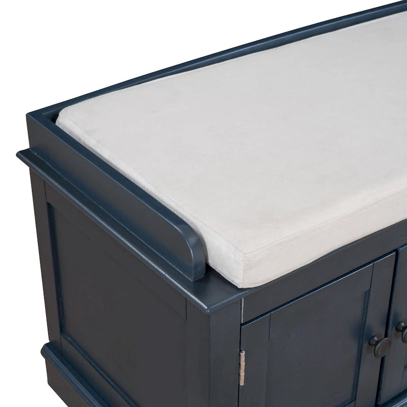Úložná lavice se 4 dvířky, nastavitelnými policemi a odnímatelným polštářem - 42.7L x 15.9W x 17.4H
