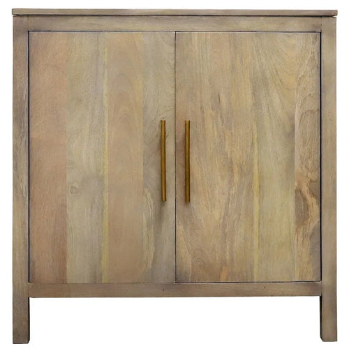 Credenza d'accento in legno di mango color grigio cenere, 32W, 2 ante