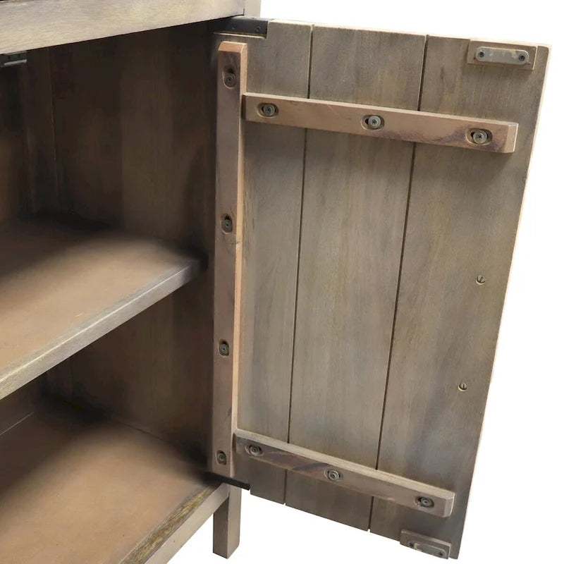 32W 2-türiger Akzentschrank aus Mangoholz in Eschengrau