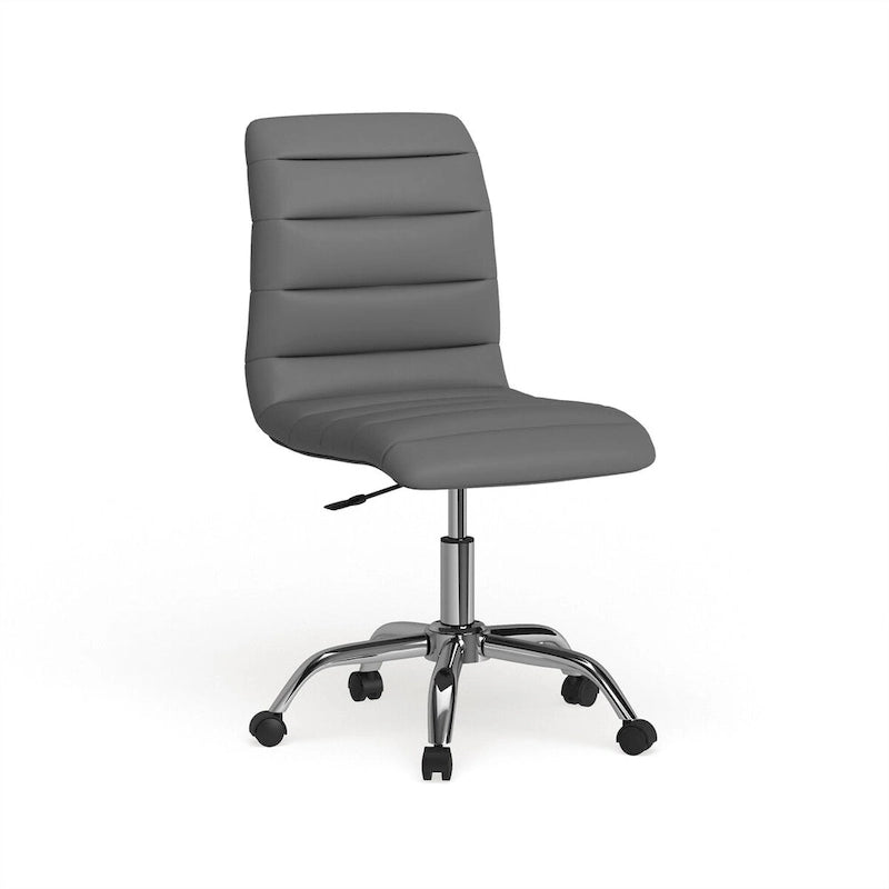 Höhenverstellbarer, armlehnenloser Vinyl-Bürostuhl mit mittelhoher Rückenlehne und Rollen
