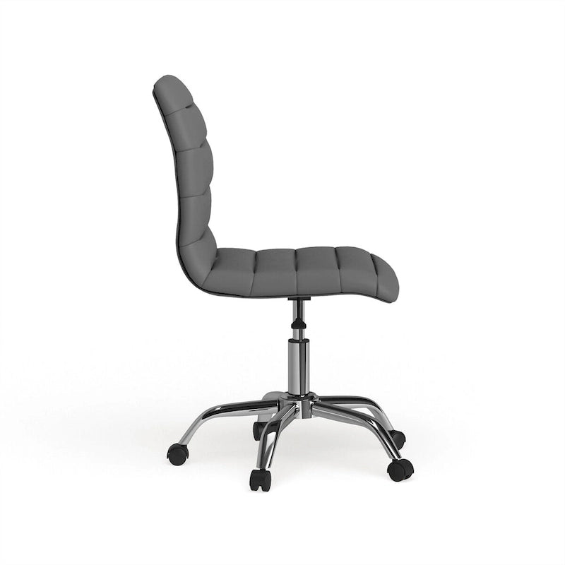 Höhenverstellbarer, armlehnenloser Vinyl-Bürostuhl mit mittelhoher Rückenlehne und Rollen