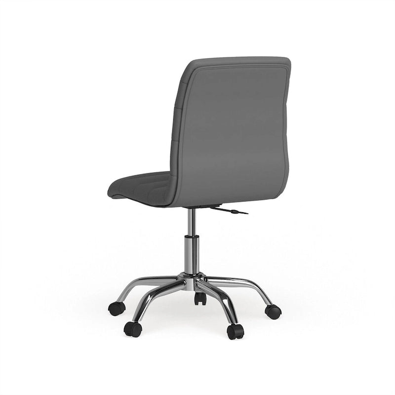 Höhenverstellbarer, armlehnenloser Vinyl-Bürostuhl mit mittelhoher Rückenlehne und Rollen