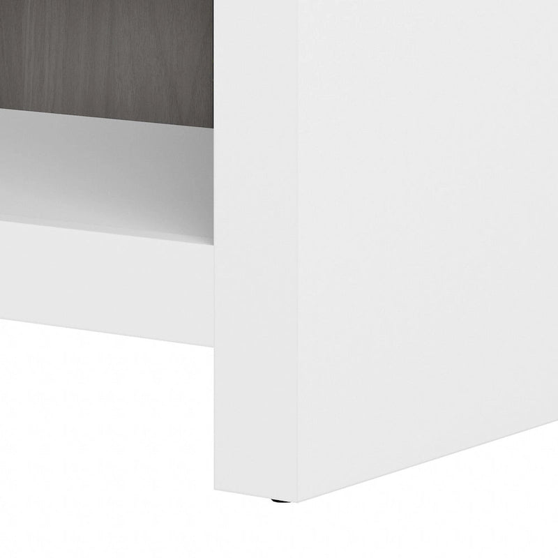 56-Inch Craft Table with Two Adjustable Storage Shelves and Scratch-Resistant Laminate Surface