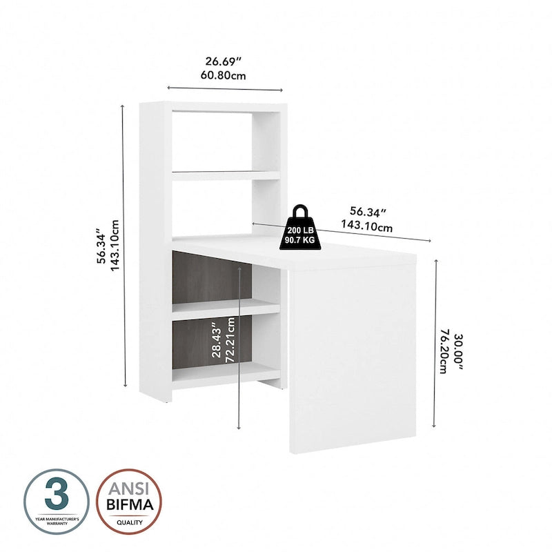 56-Inch Craft Table with Two Adjustable Storage Shelves and Scratch-Resistant Laminate Surface
