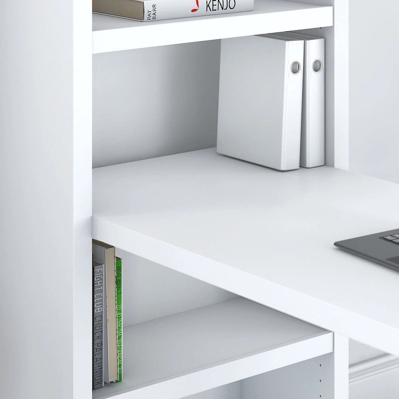 56-Inch Craft Table with Two Adjustable Storage Shelves and Scratch-Resistant Laminate Surface