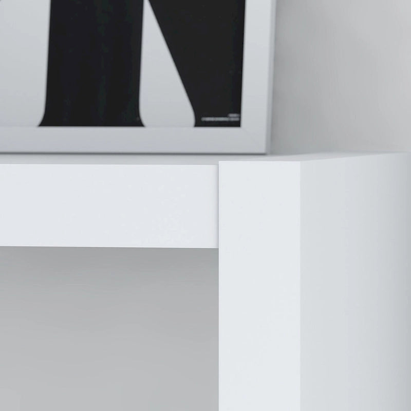 56-Inch Craft Table with Two Adjustable Storage Shelves and Scratch-Resistant Laminate Surface