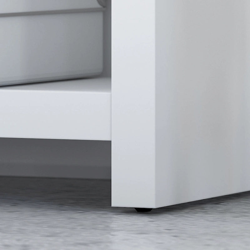 56-Inch Craft Table with Two Adjustable Storage Shelves and Scratch-Resistant Laminate Surface