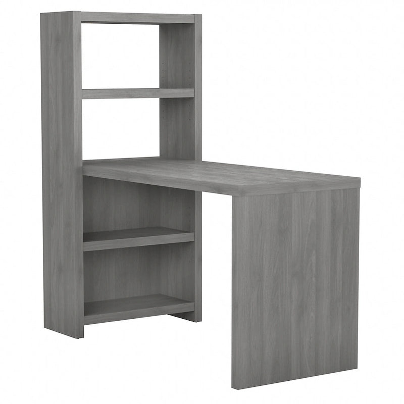 56-Inch Craft Table with Two Adjustable Storage Shelves and Scratch-Resistant Laminate Surface