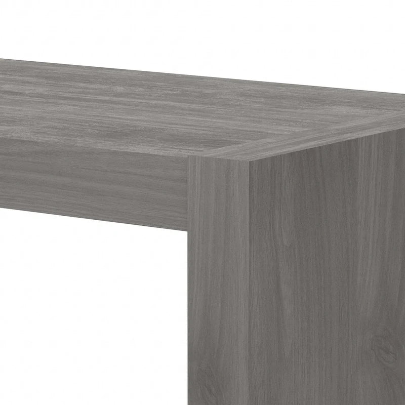 56-Inch Craft Table with Two Adjustable Storage Shelves and Scratch-Resistant Laminate Surface