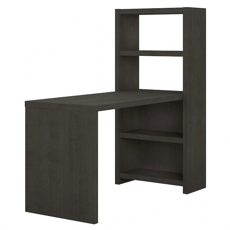 56-Inch Craft Table with Two Adjustable Storage Shelves and Scratch-Resistant Laminate Surface