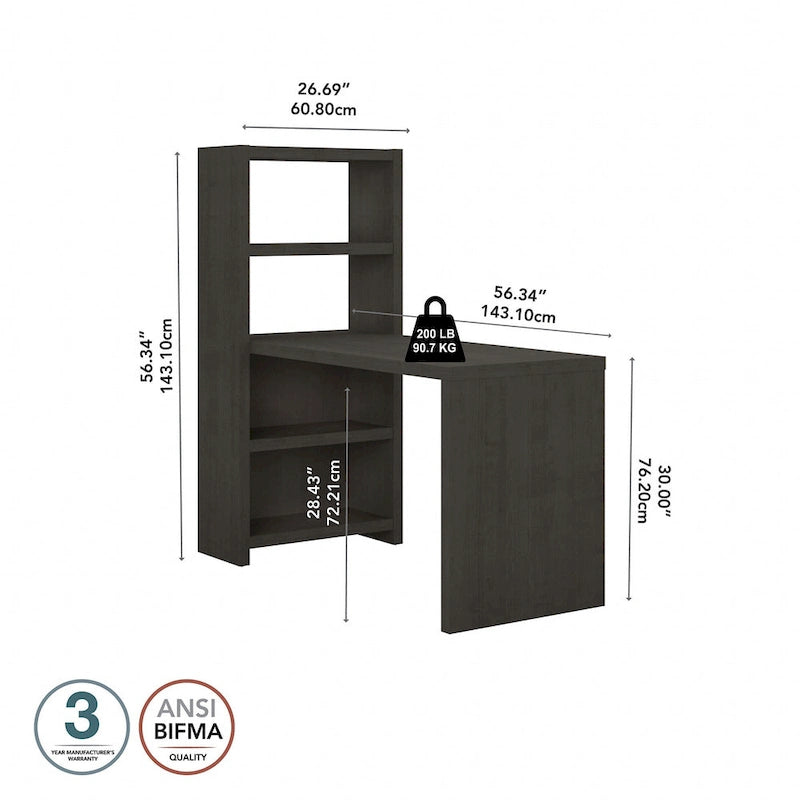 56-Inch Craft Table with Two Adjustable Storage Shelves and Scratch-Resistant Laminate Surface