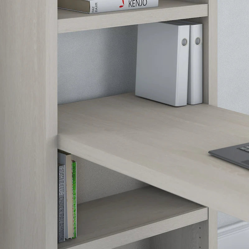 56-Inch Craft Table with Two Adjustable Storage Shelves and Scratch-Resistant Laminate Surface