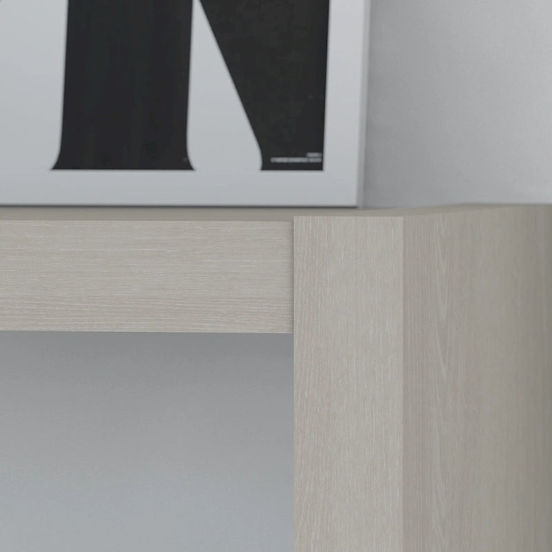56-Inch Craft Table with Two Adjustable Storage Shelves and Scratch-Resistant Laminate Surface
