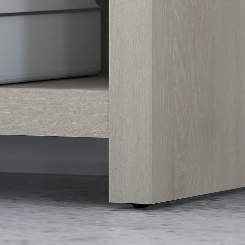 56-Inch Craft Table with Two Adjustable Storage Shelves and Scratch-Resistant Laminate Surface